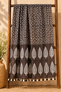 Charcoal Black Shibori Dupatta with Leaf Motifs